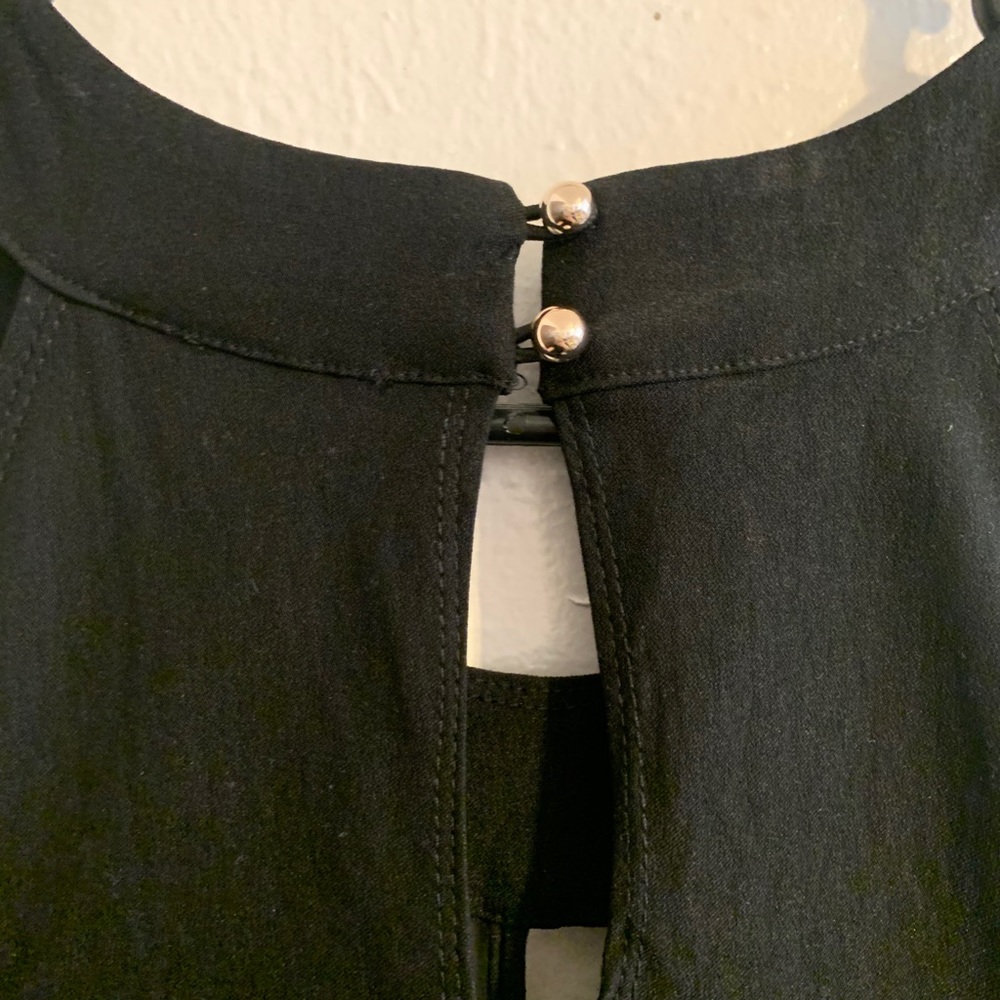 Black peplum high neckline midi dress